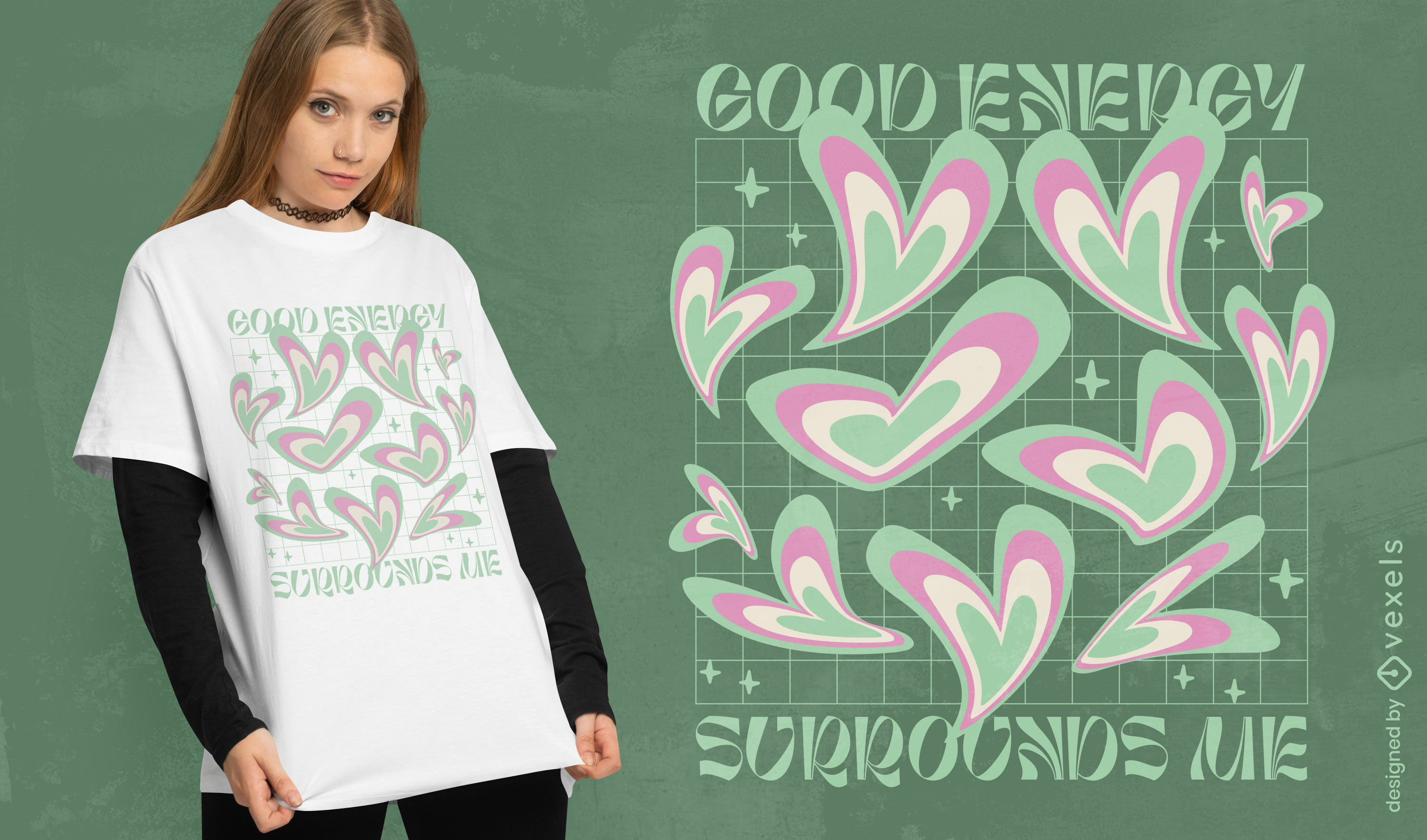 Good energy heart t-shirt design