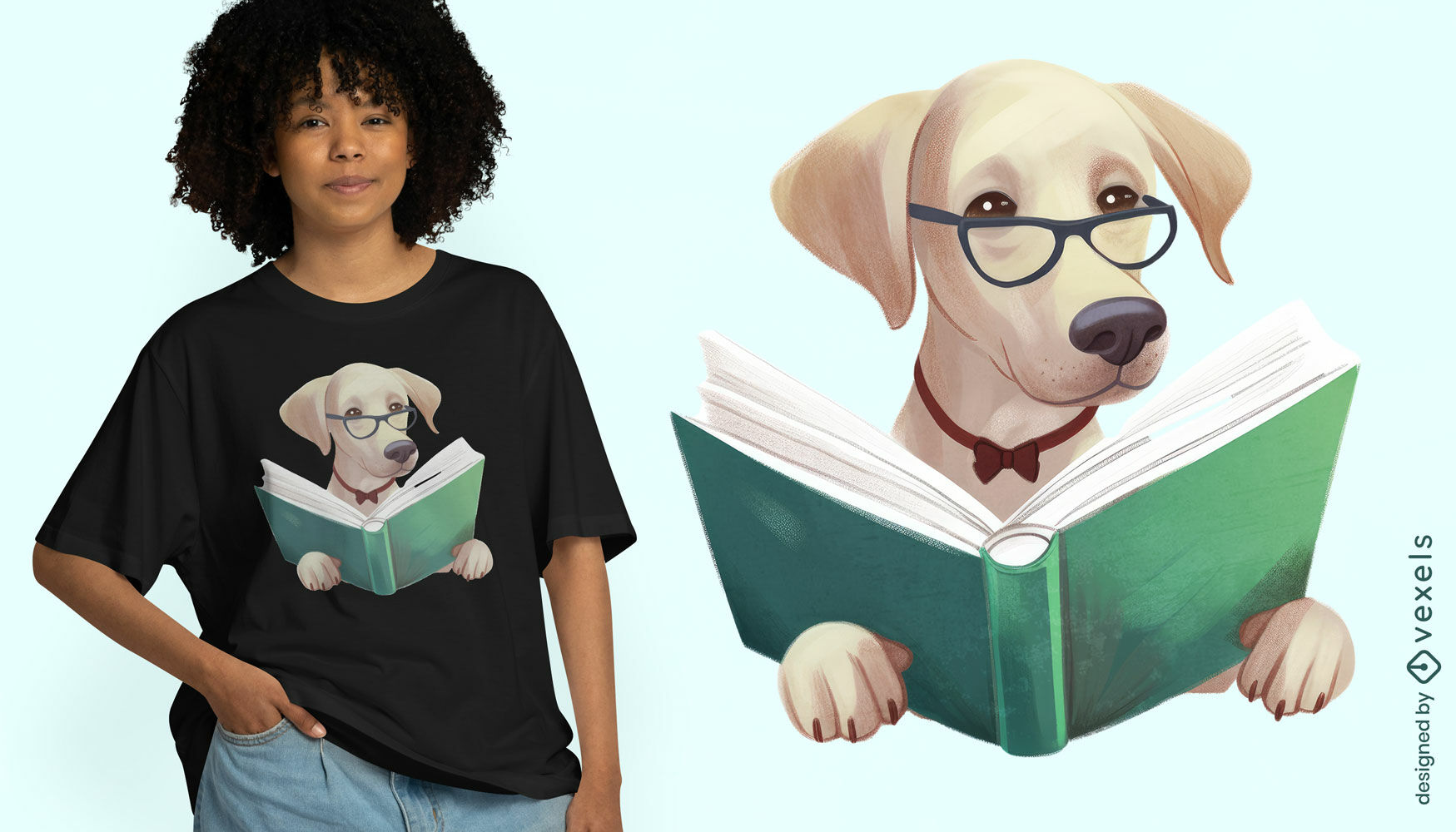 Labrador reading book t-shirt design