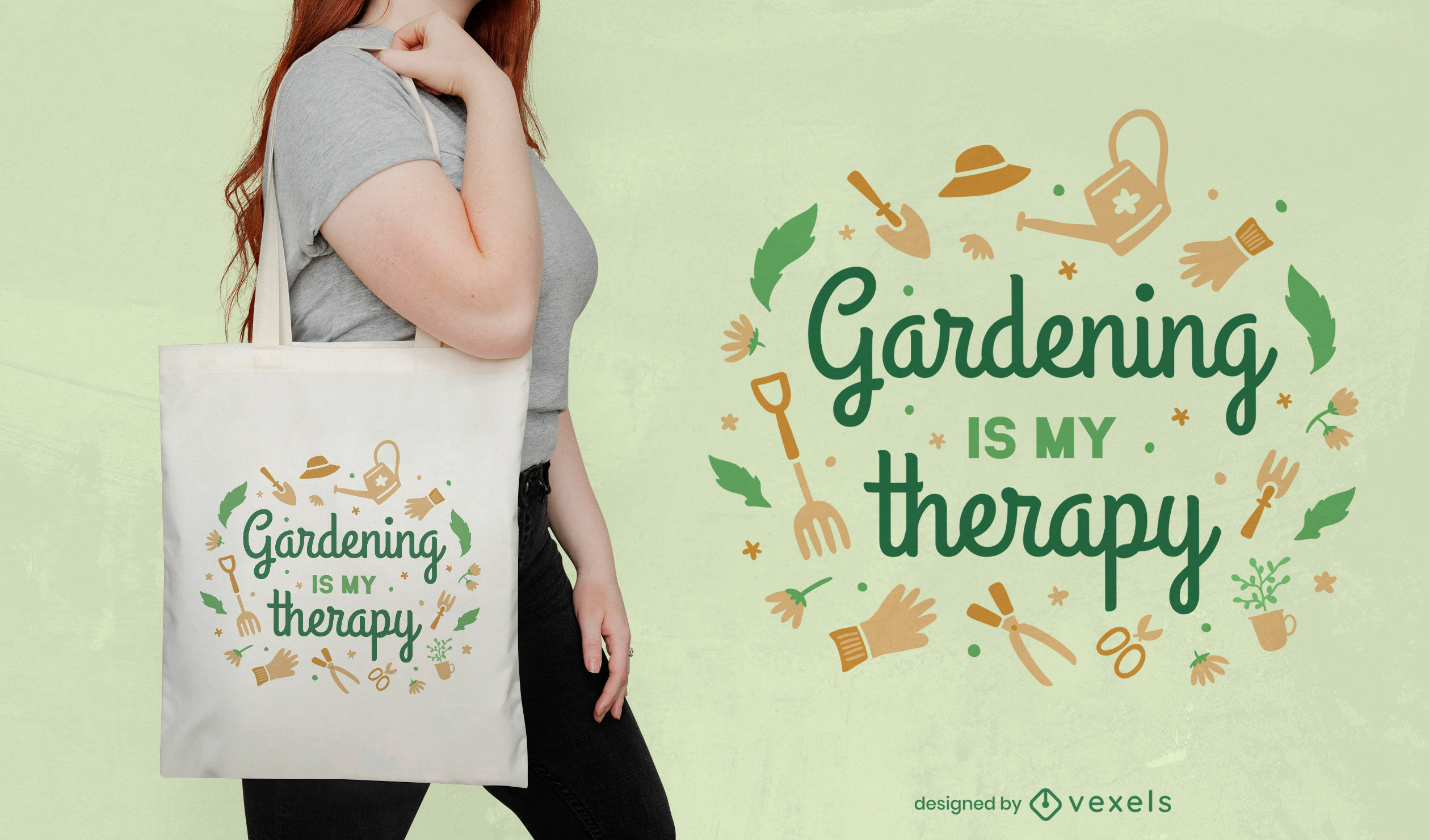 Gardening is my therapy tote bag design
