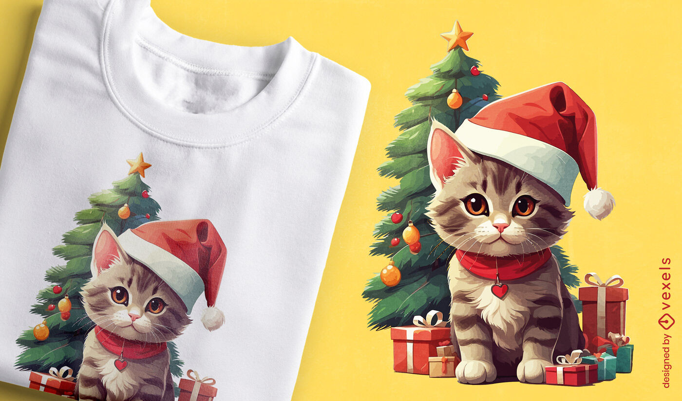 Cute cat Christmas t-shirt design