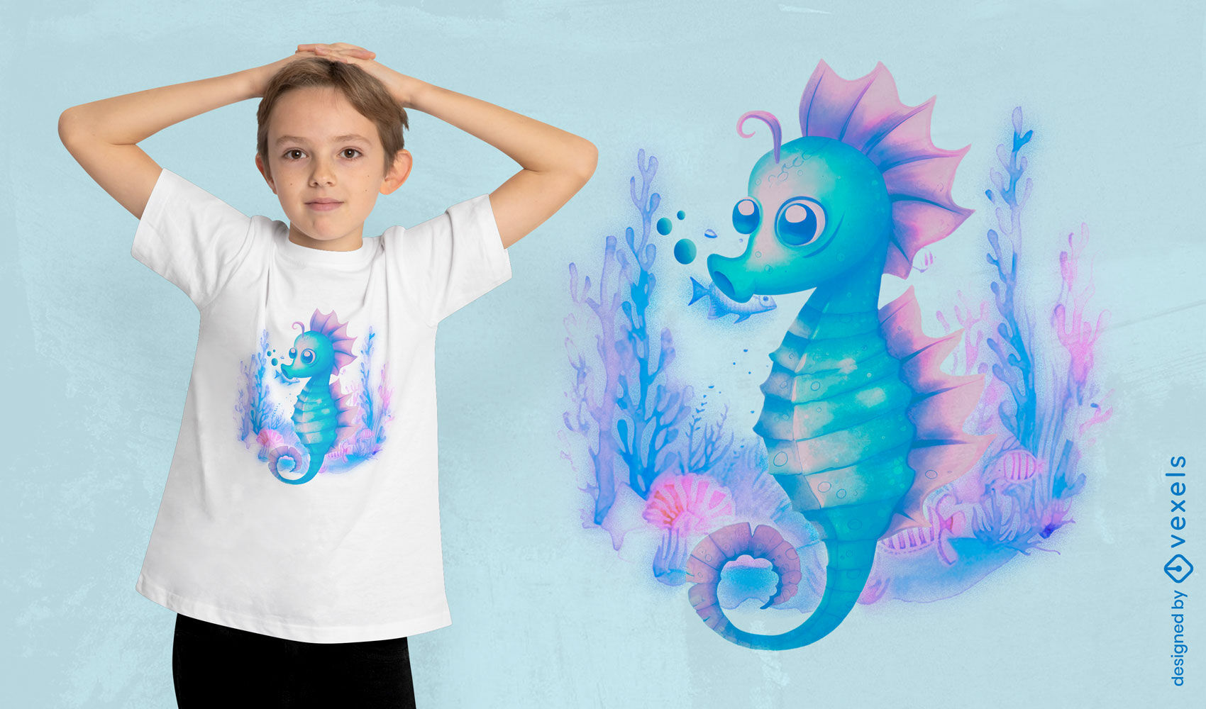 Singing seahorse t-shirt design