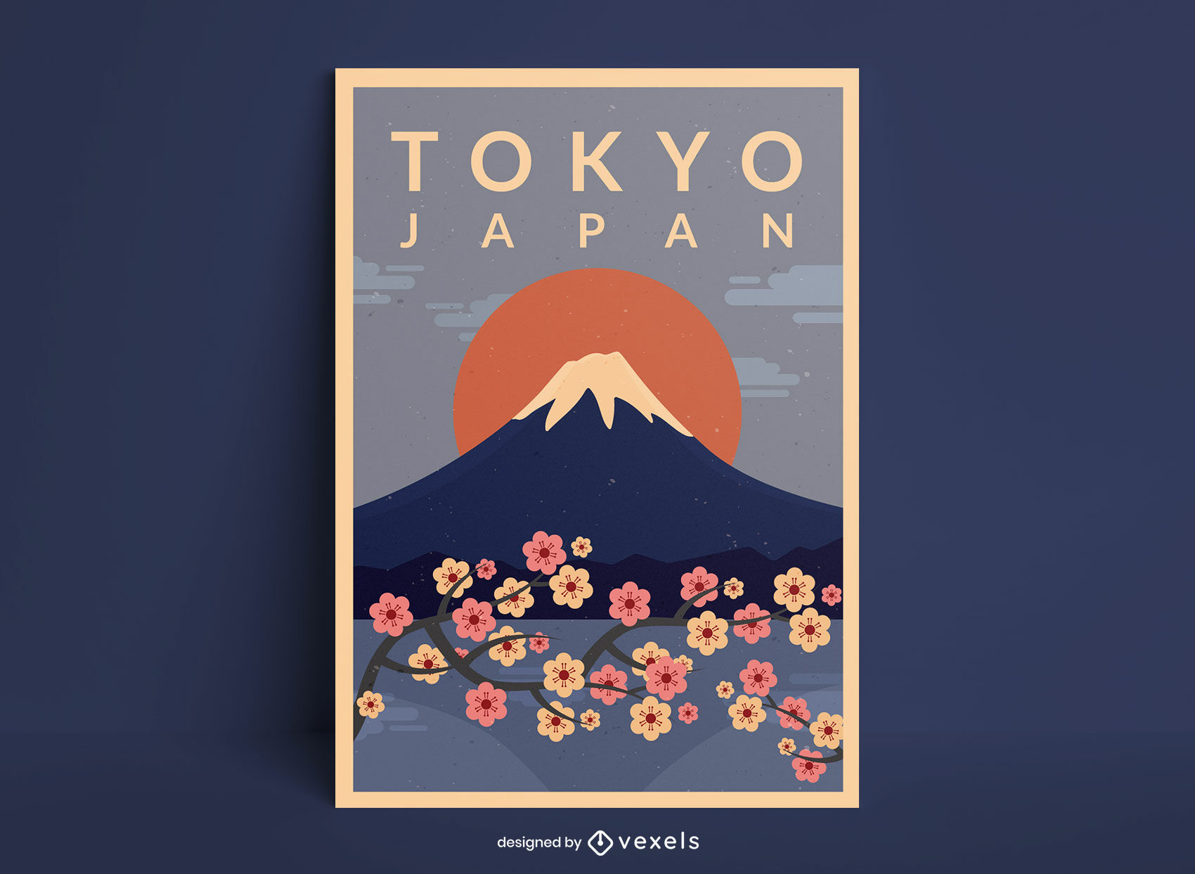Mount fuji tokyo japan travel poster design