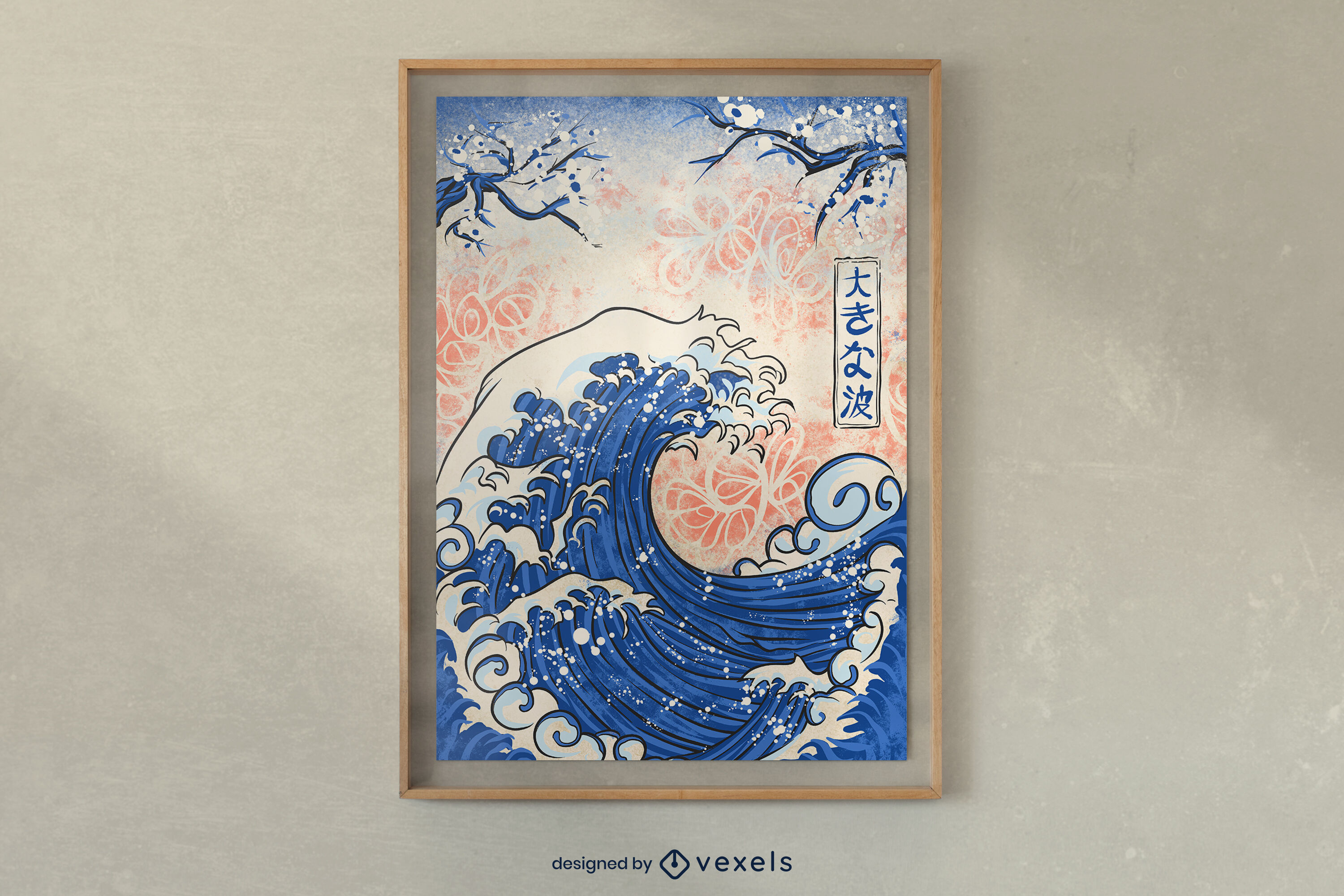 Japanese big wave poster design 