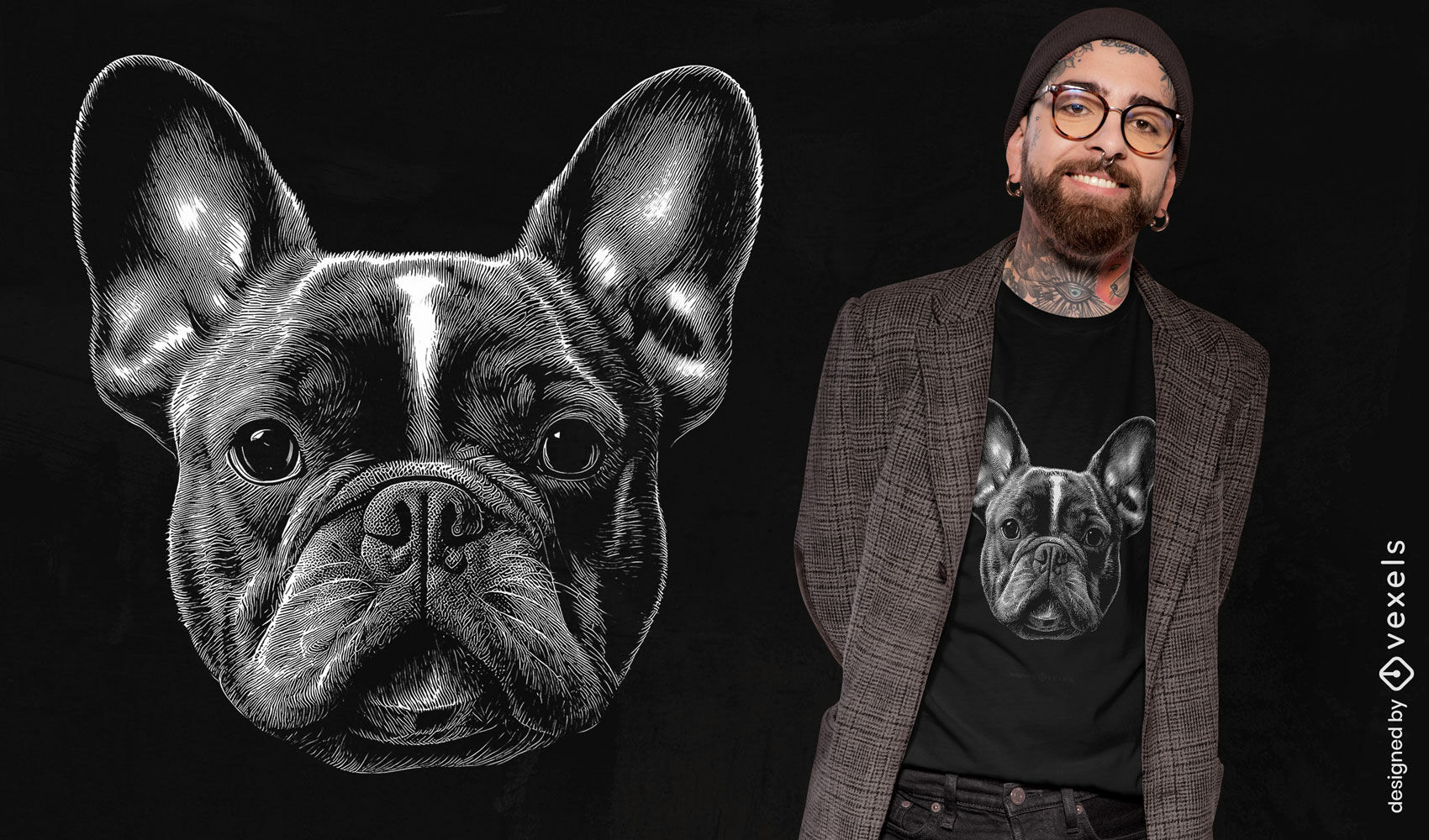 Bulldog portrait t-shirt design