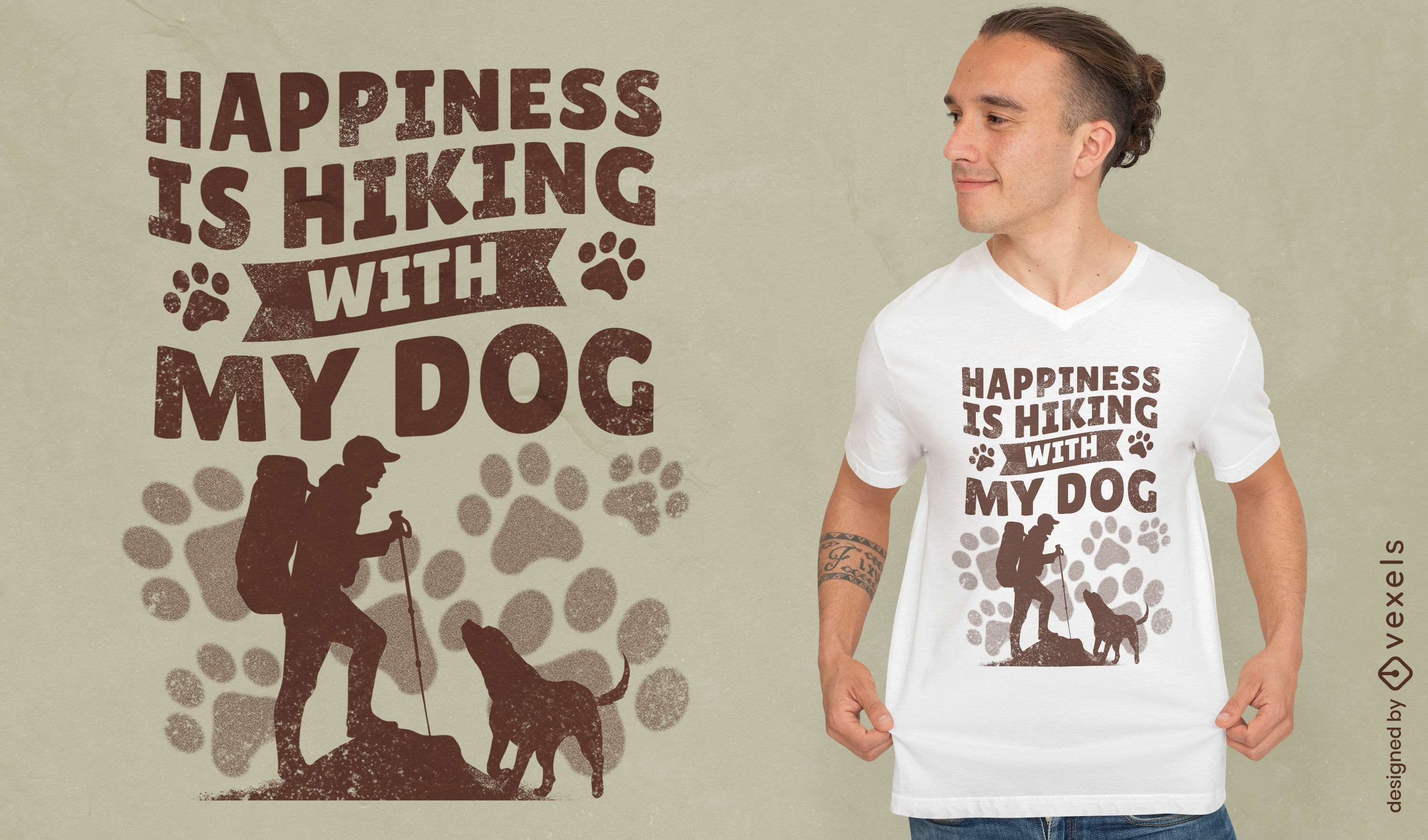 Hiking with dog t-shirt design