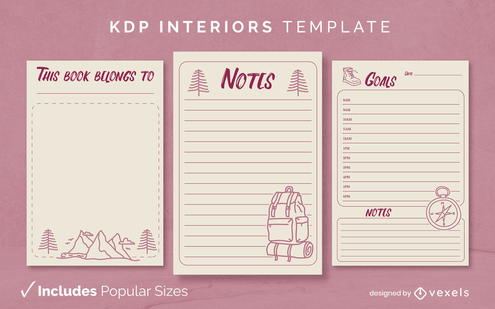 Travel journal template KDP interior design