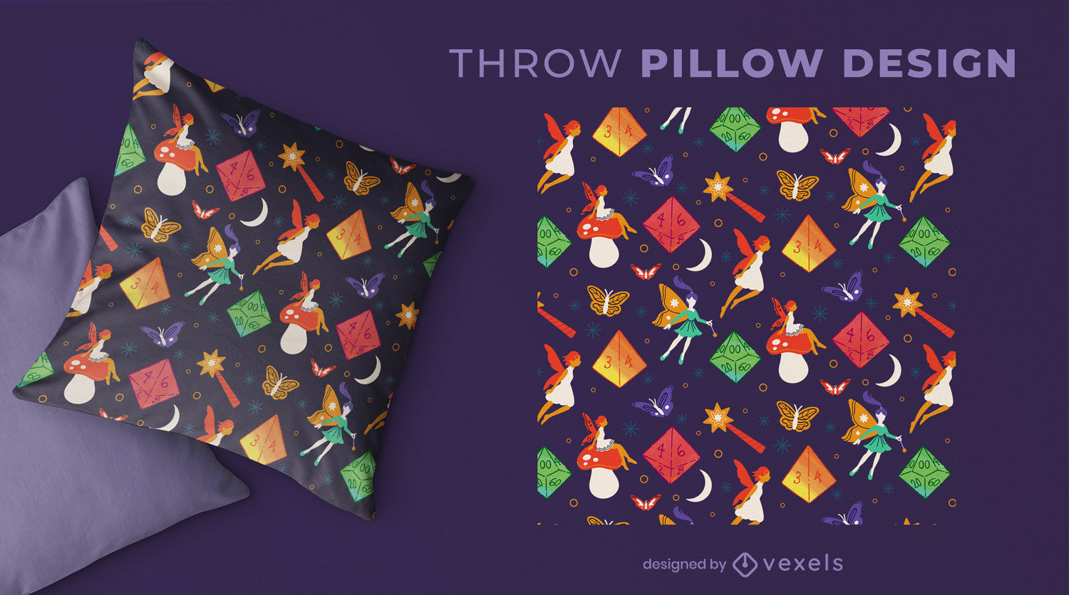 D&D themed pattern throw pillow design