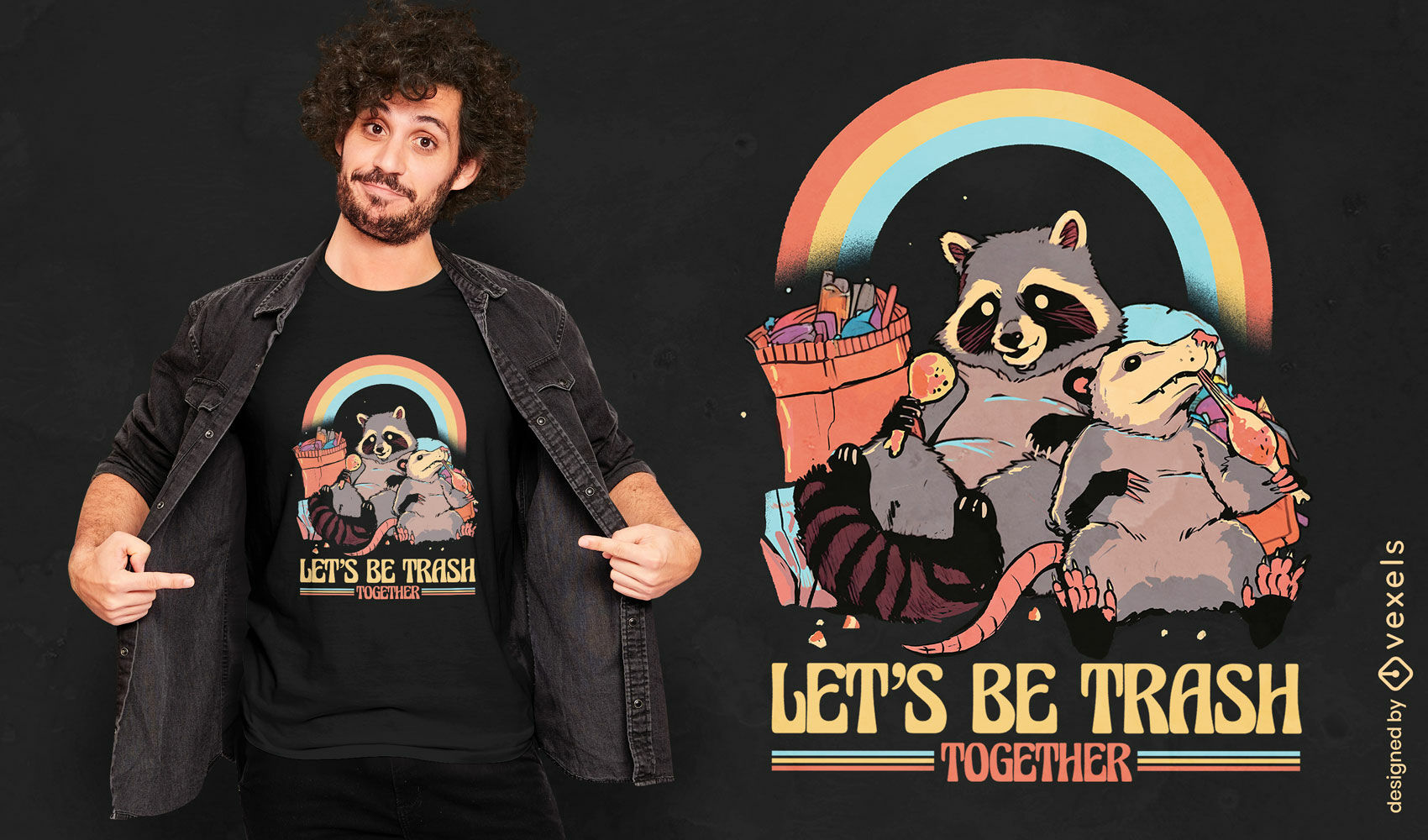 Raccoon and possum t-shirt design