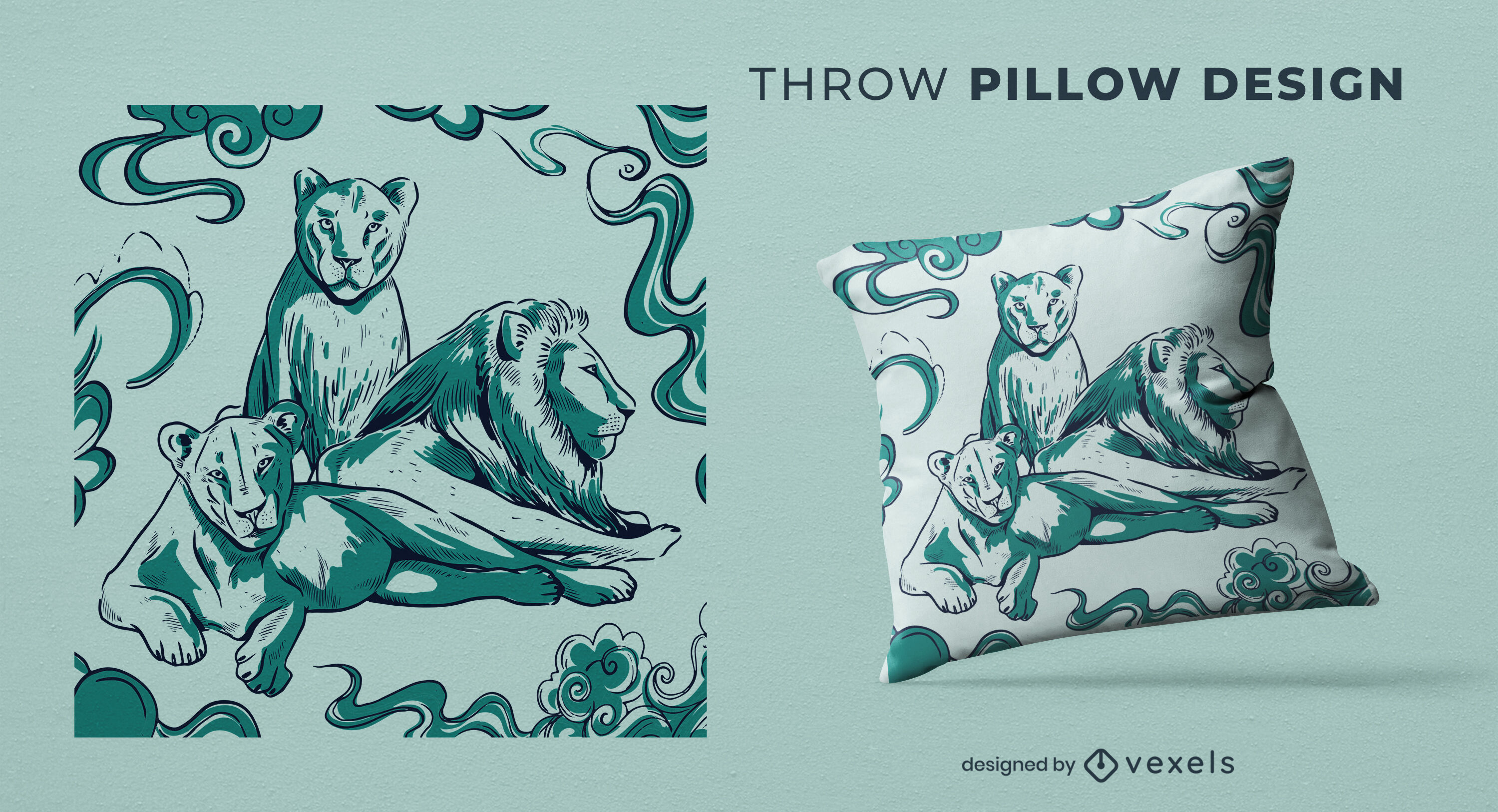 Lions and tigers animals throw pillow design