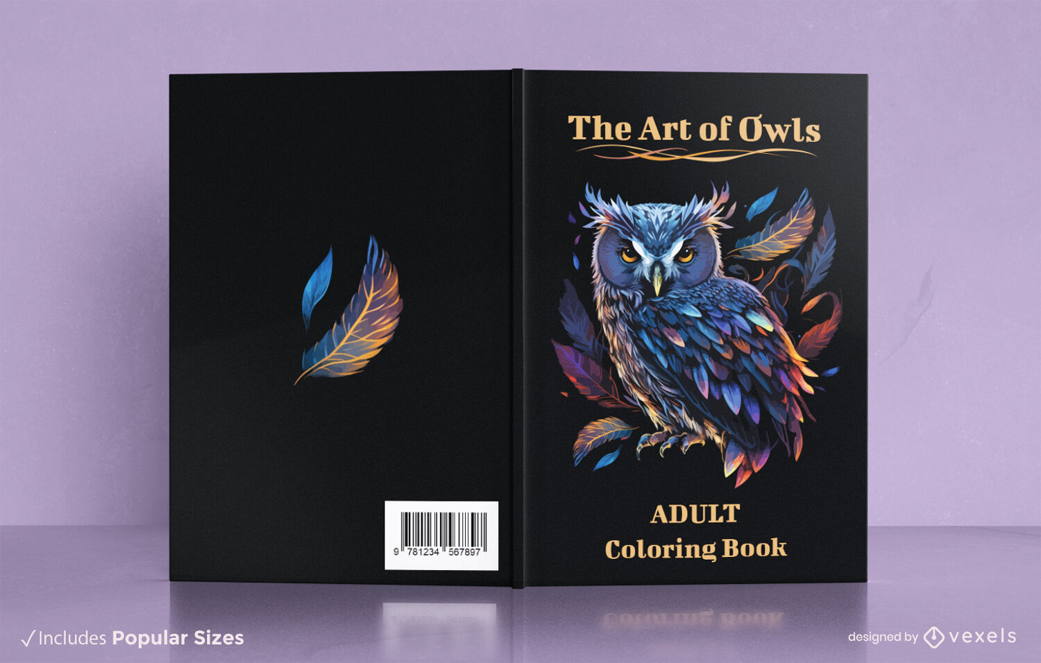 Owl adult coloring book cover design KDP