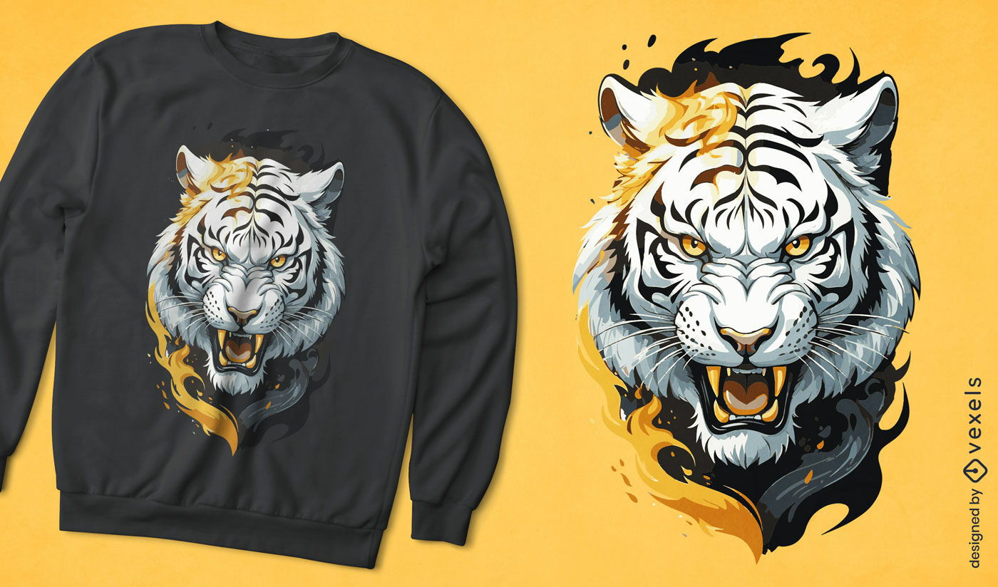 Fiery tiger t-shirt design