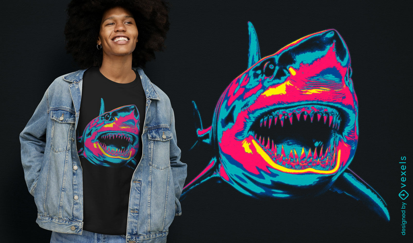 Neon shark t-shirt design