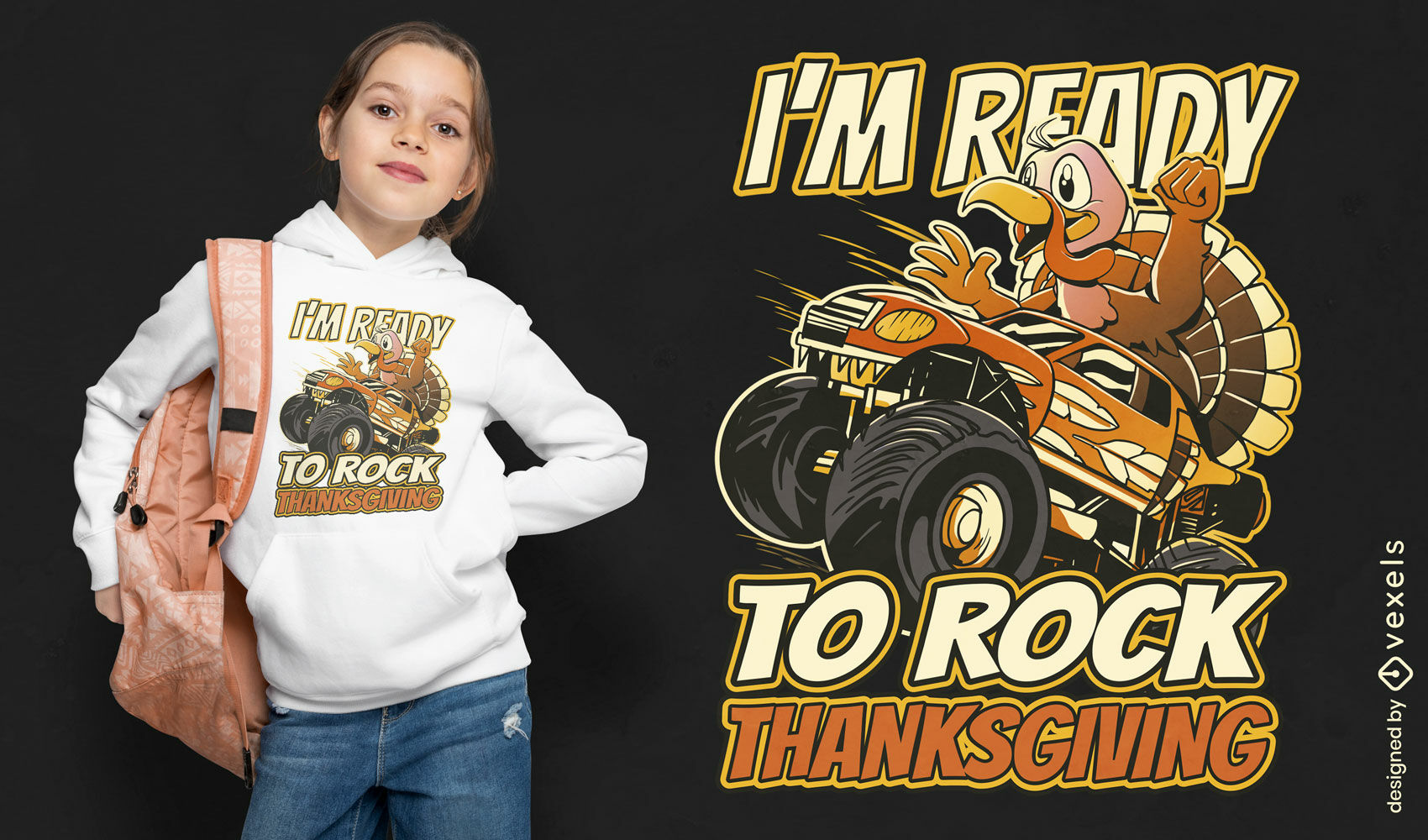 Ready to rock thanksgiving children t-shirt design