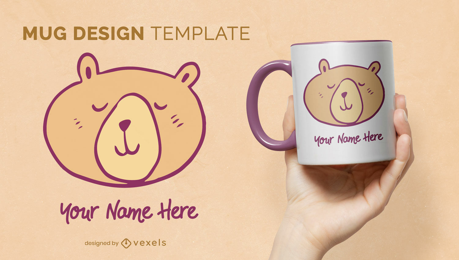 Happy bear animal cartoon mug design