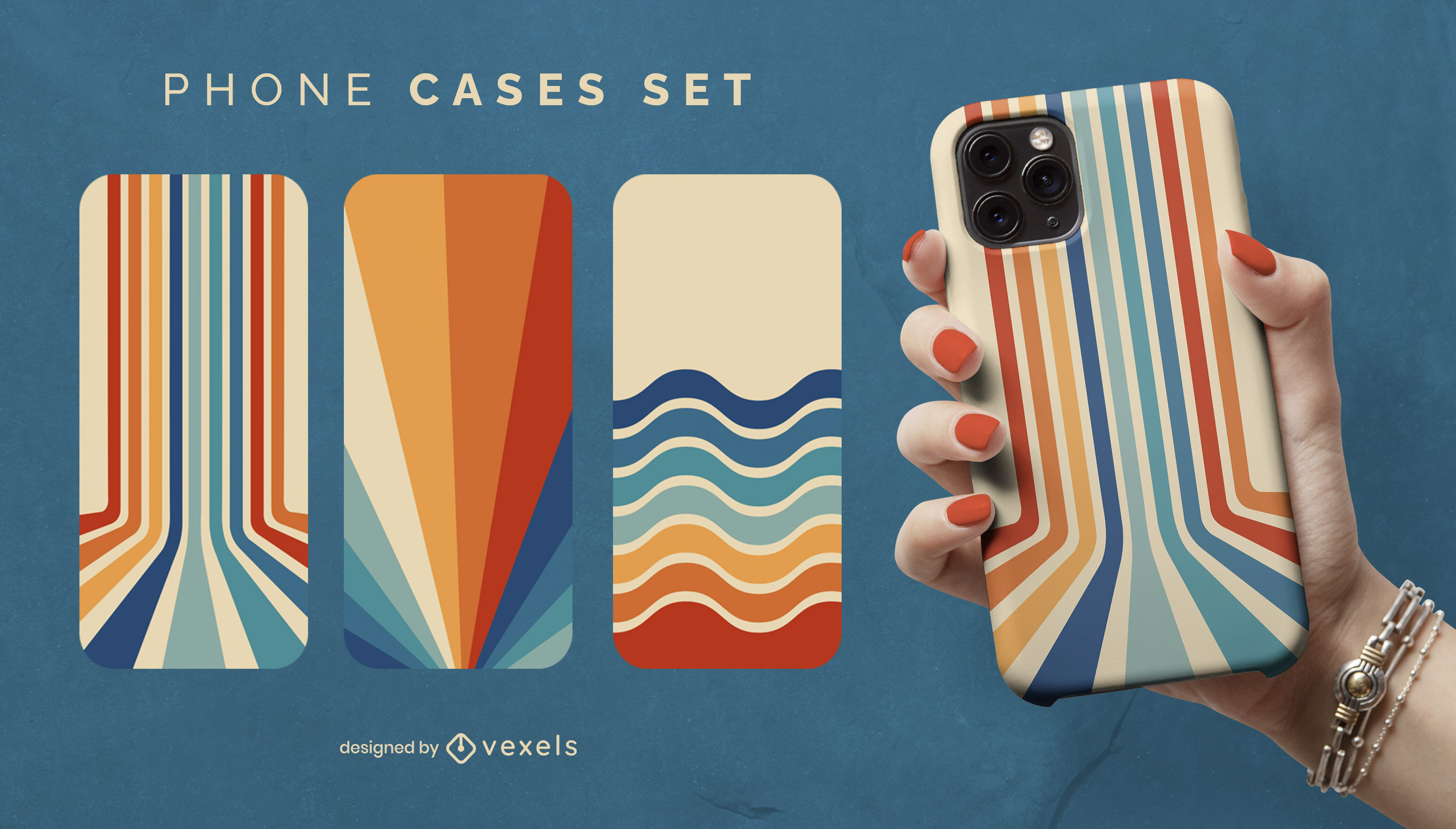 Retro stripes phone case set