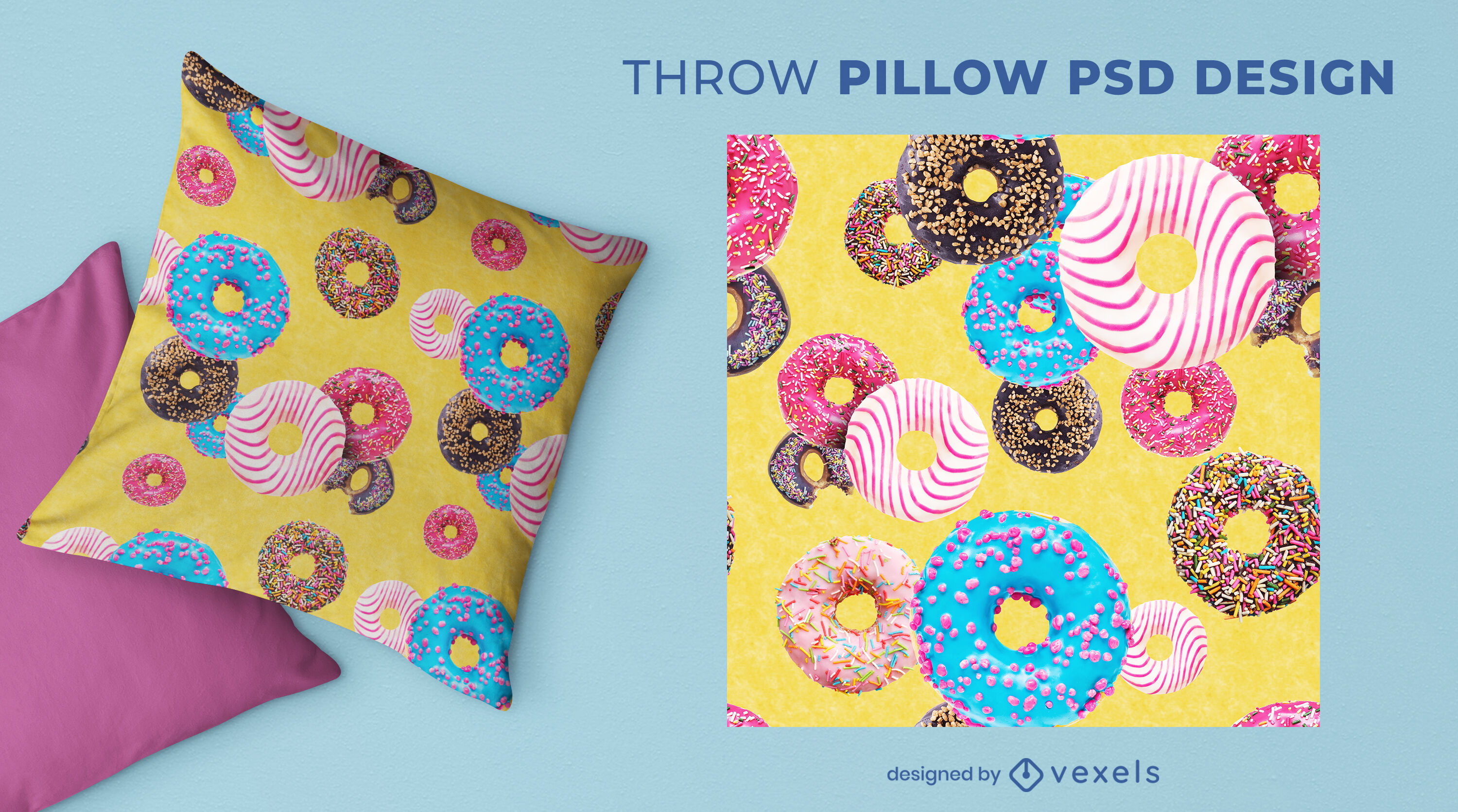 Glazed donuts throw pillow design 