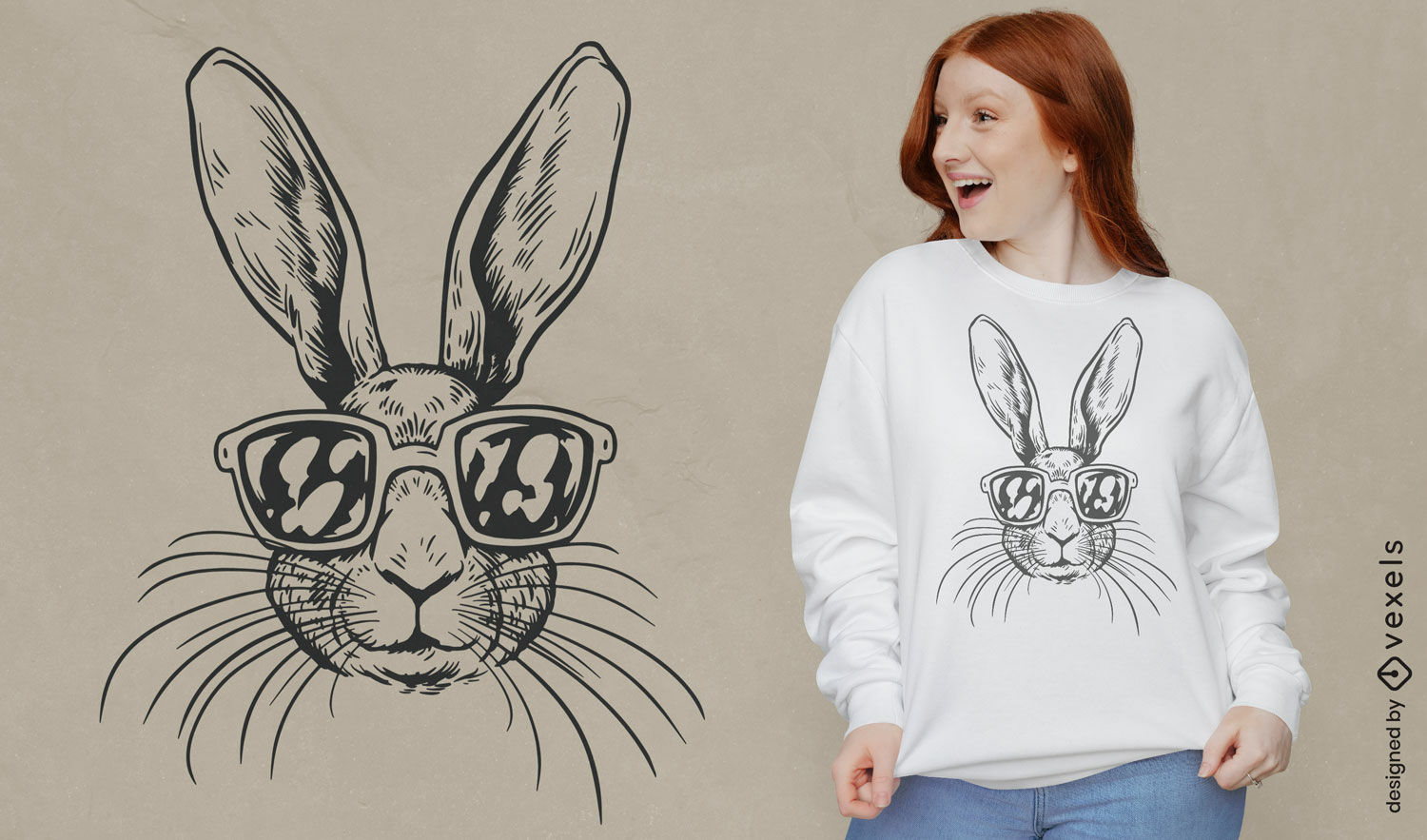 Hipster bunny with sunglasses t-shirt design
