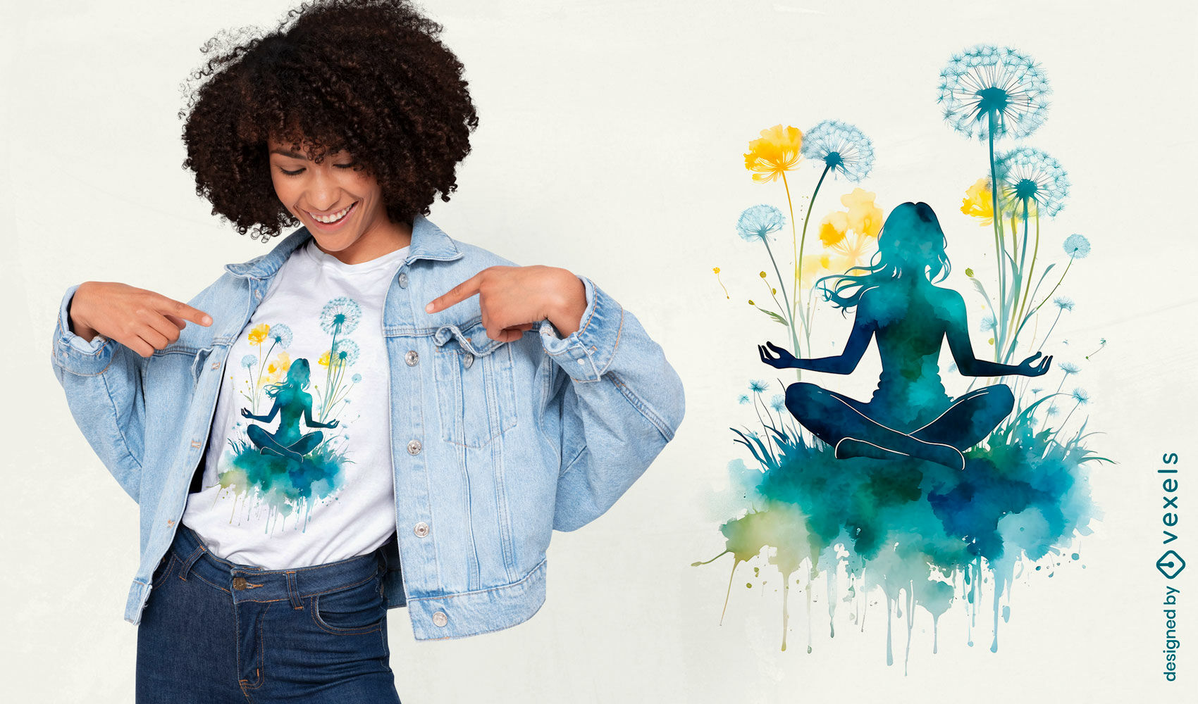 Watercolor yoga and meditation t-shirt design