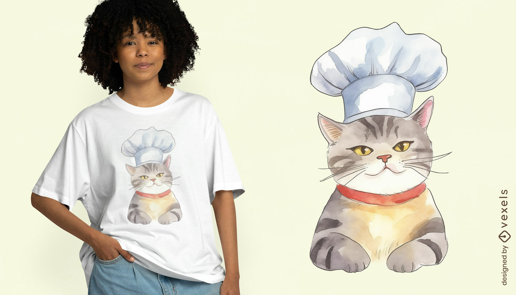 Smiling chef cat t-shirt design