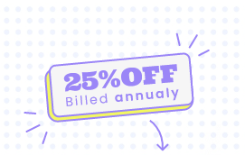 25 off billed annually highlighted