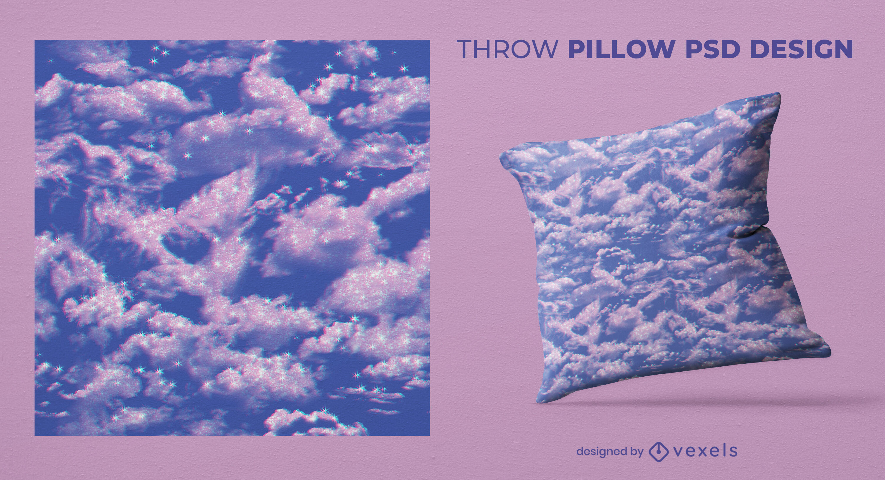 Glitter clouds throw pillow design
