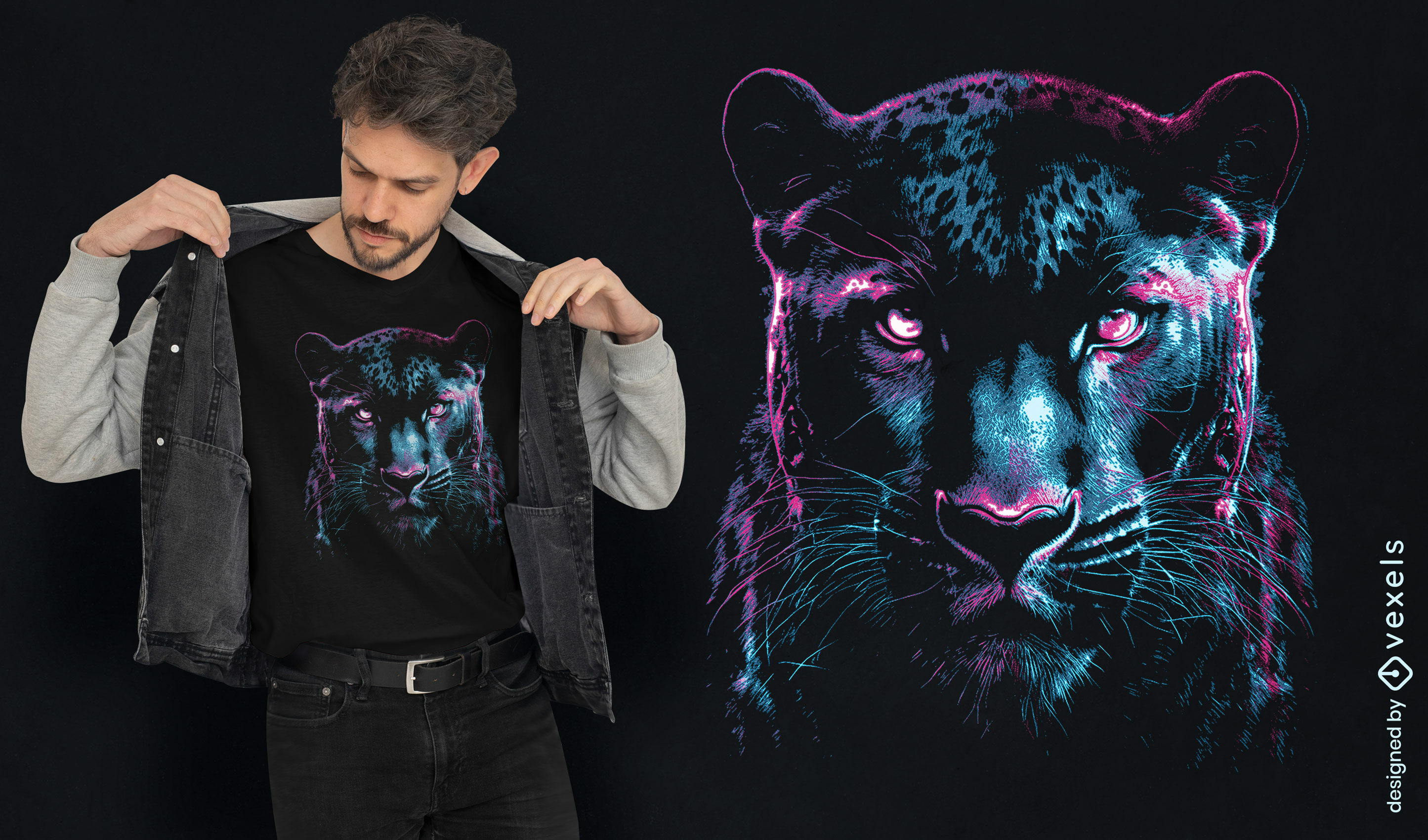 Neon panther t-shirt design