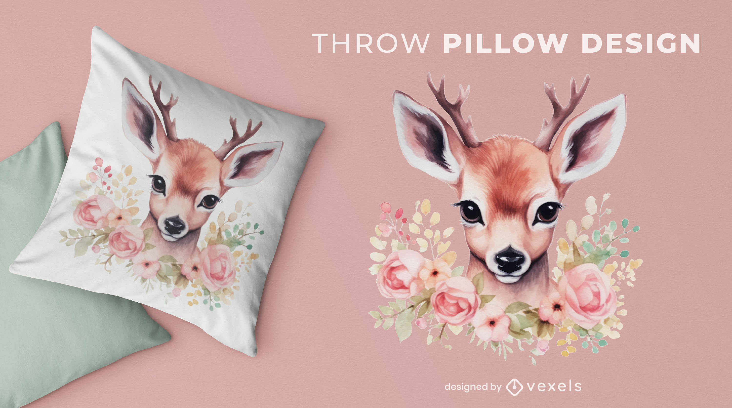 Florla deer throw pillow design