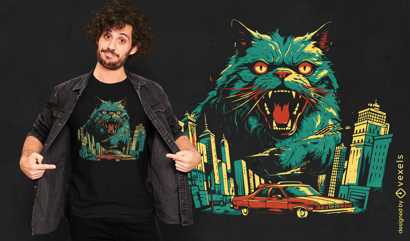 Giant Catzilla t-shirt design