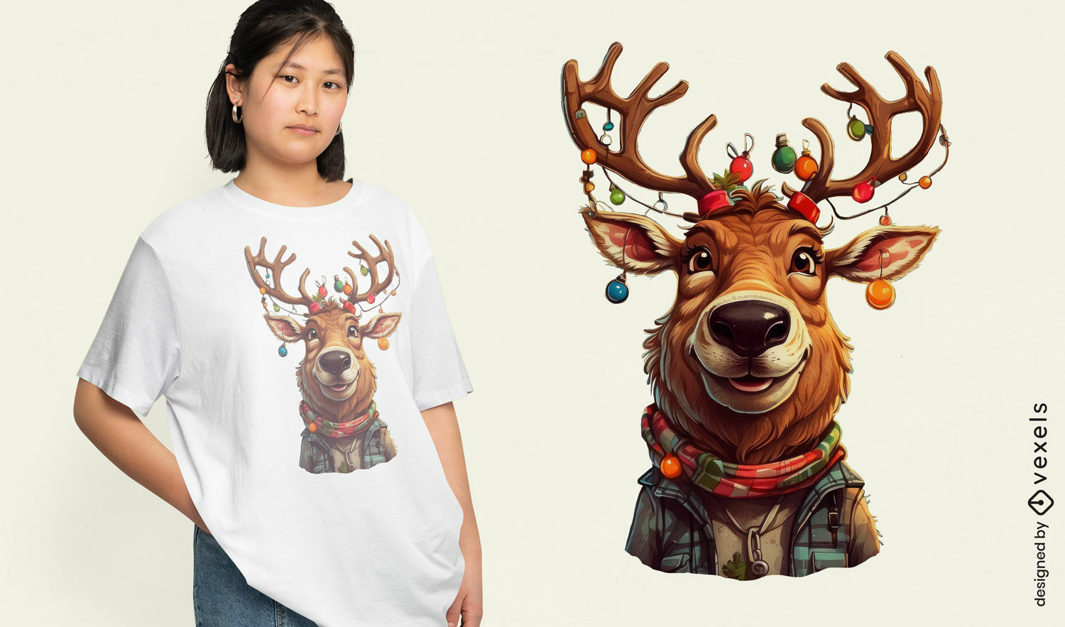 Festive Christmas reindeer t-shirt design