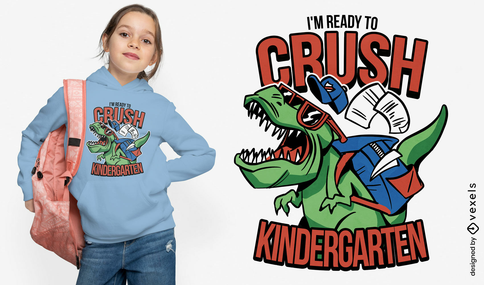 T-rex ready to crush kindergarten t-shirt design