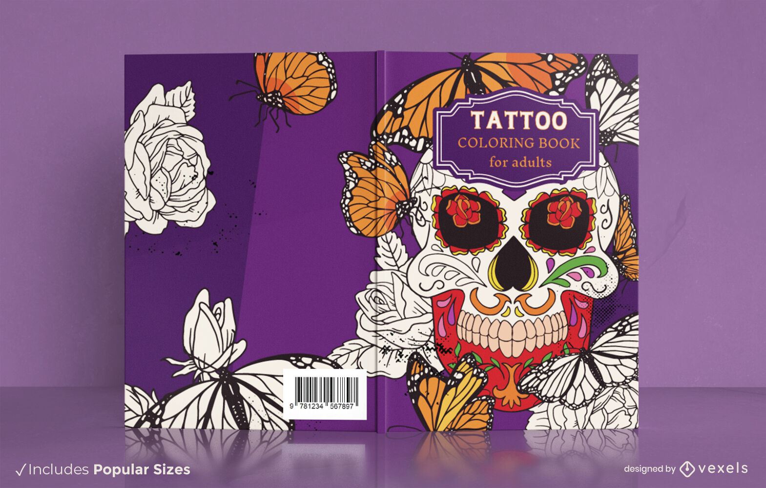 Tattoo coloring book cover design KDP