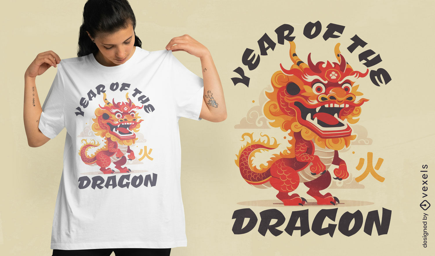 New Year dragon character t-shirt design