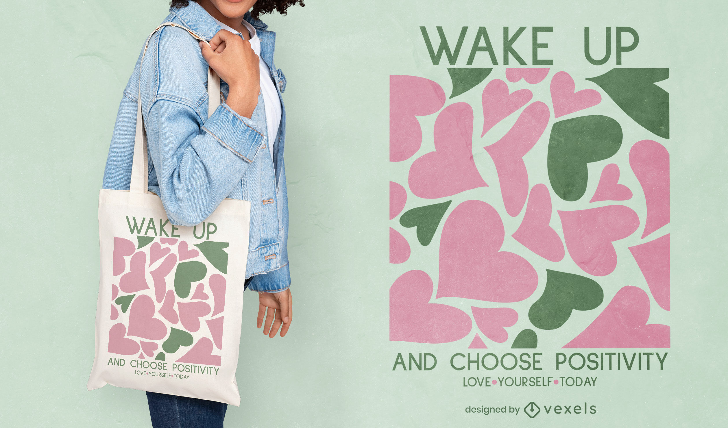 Cute hearts pastel danish tote bag design