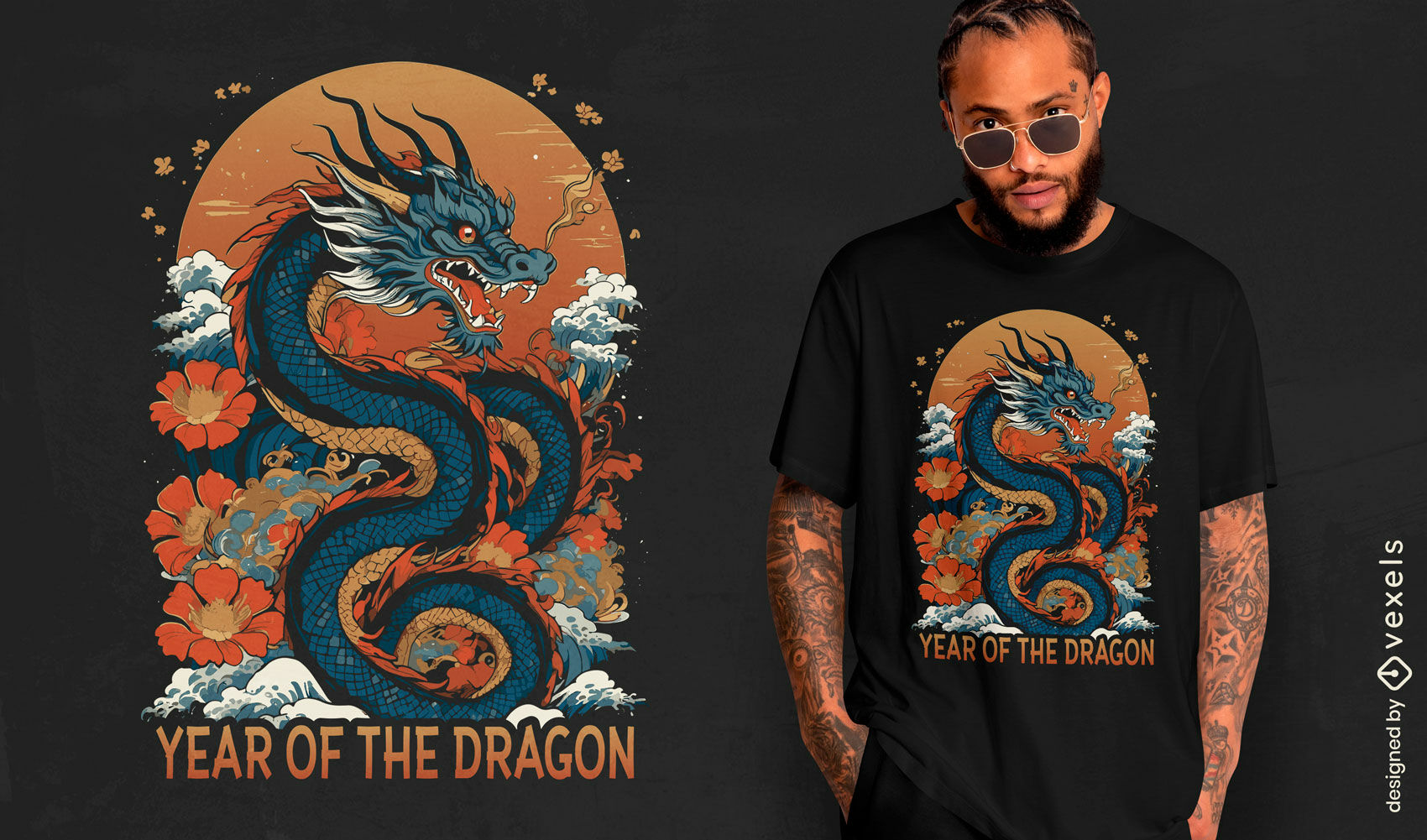 Chinese zodiac year of the dragon t-shirt design