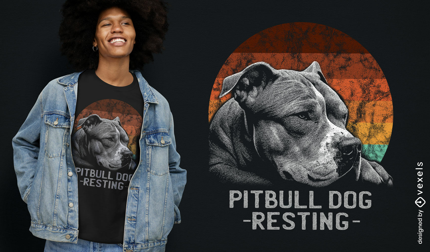 Resting pitbull dog t-shirt design