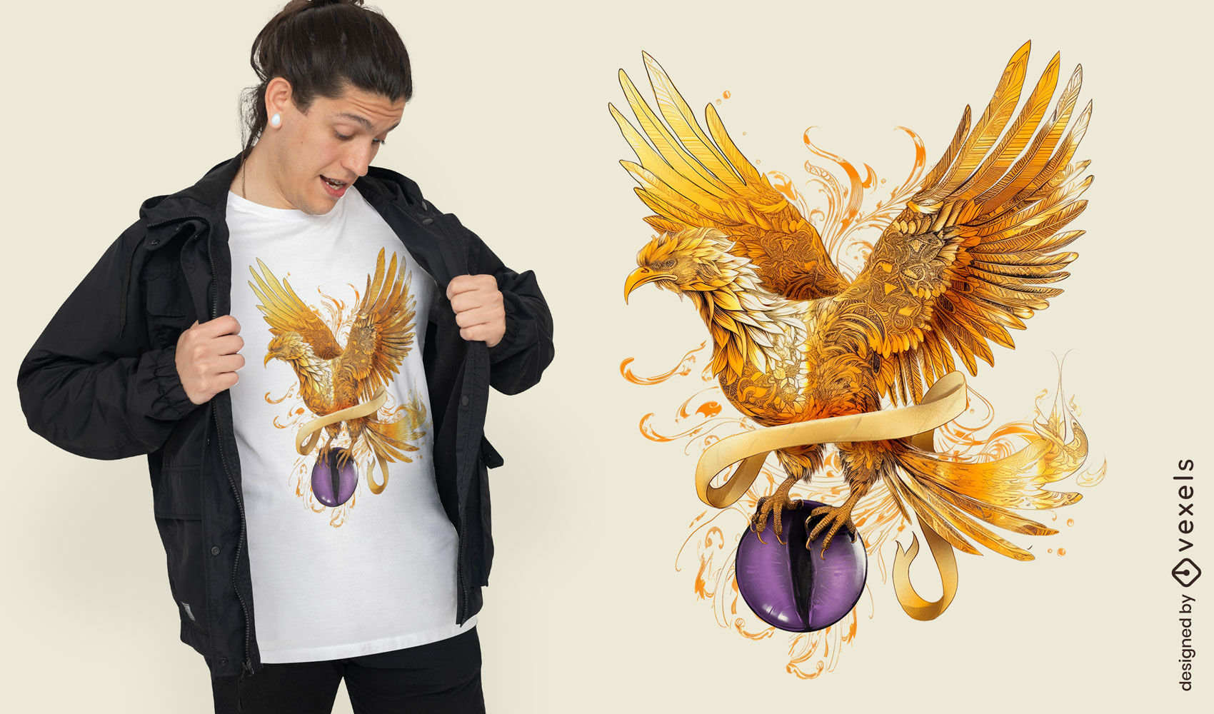 Majestic flying phoenix t-shirt design
