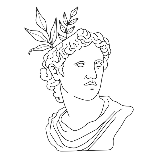 Bust of a man with leaves on his head PNG Design