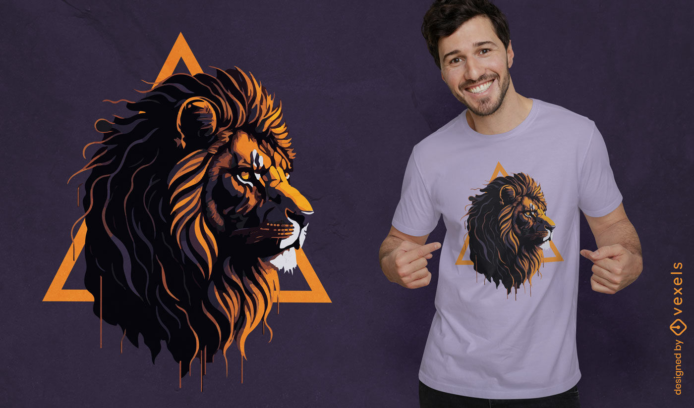 Geometric lion graphic t-shirt design