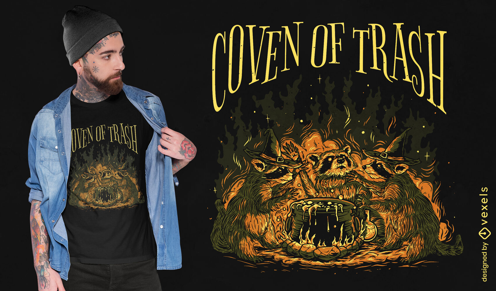 Trash coven raccoons t-shirt design