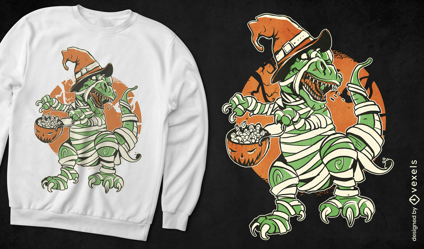 Halloween t-rex mummy t-shirt design