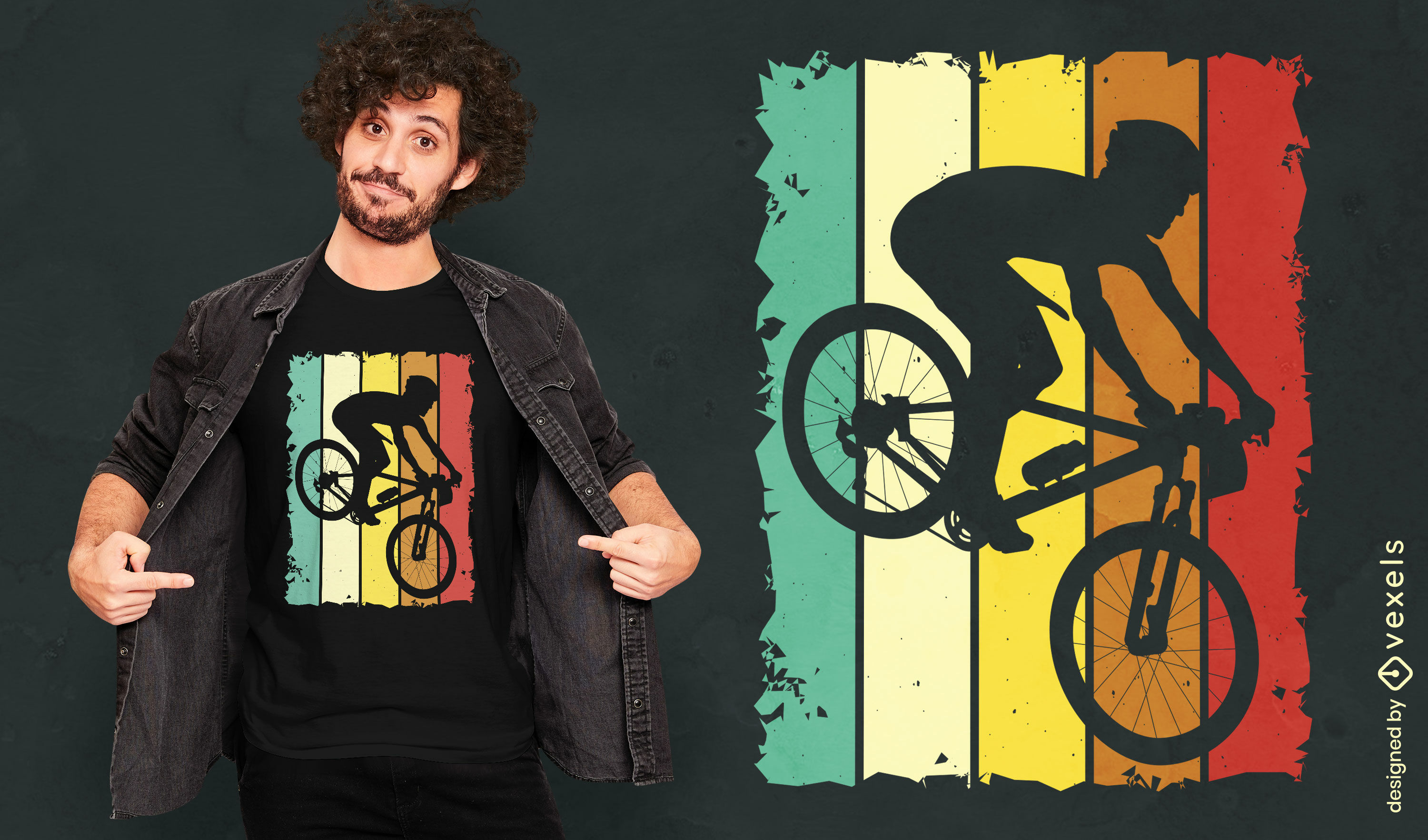 Bicycle on colorful background t-shirt design