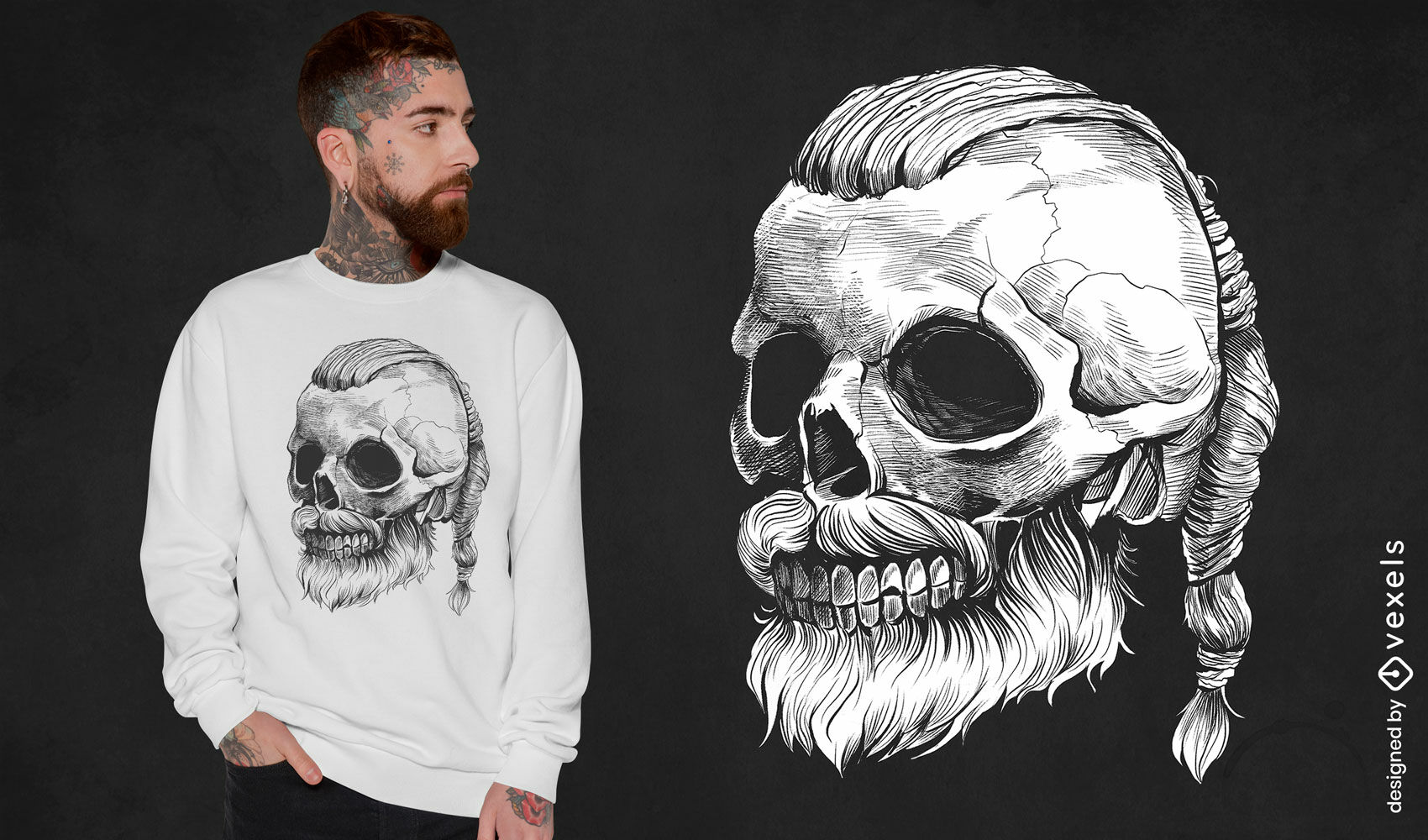 Viking skull realistic t-shirt design