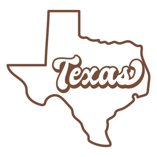 The state of texas in brown lettering PNG Design