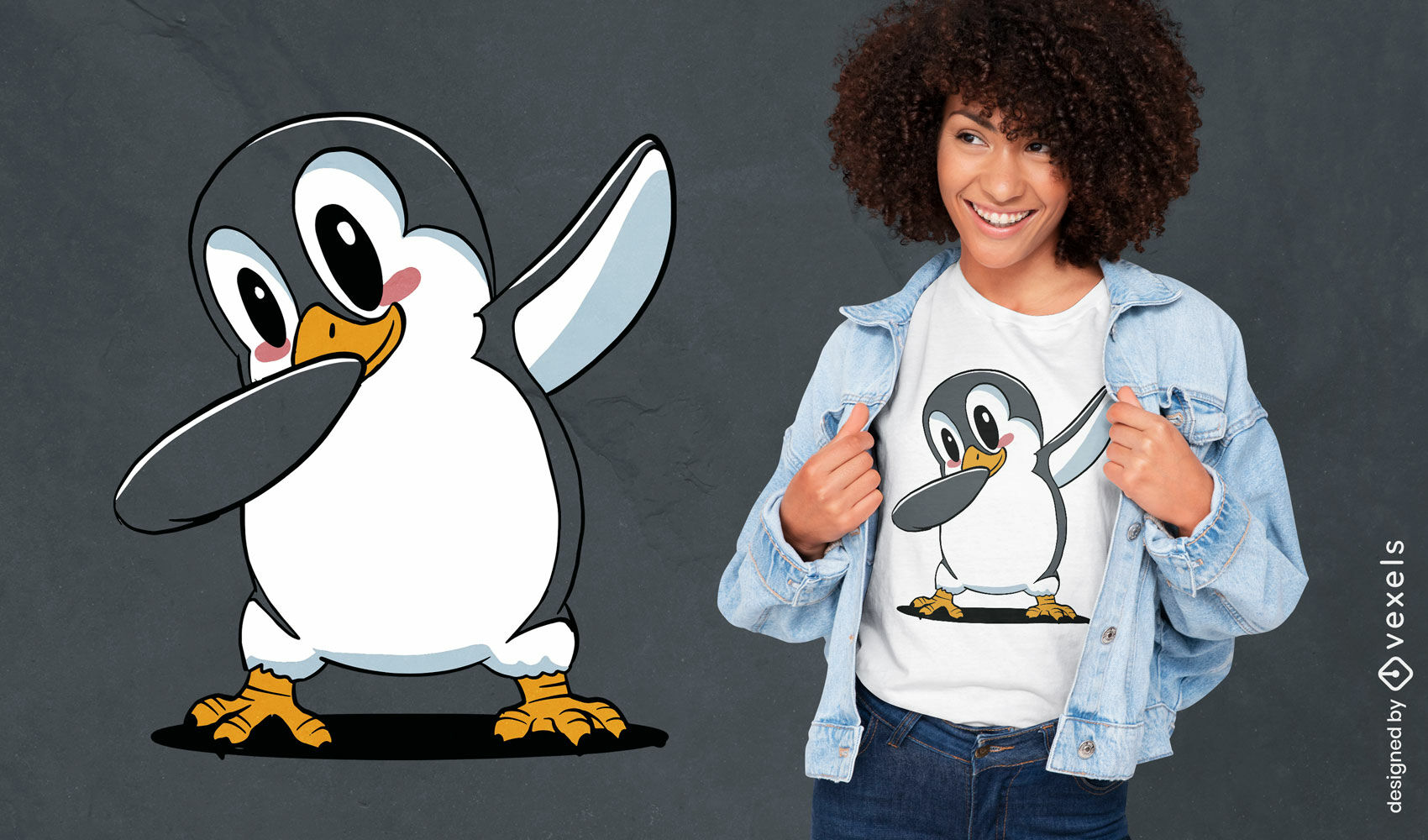 Cute dabbing penguin t-shirt design