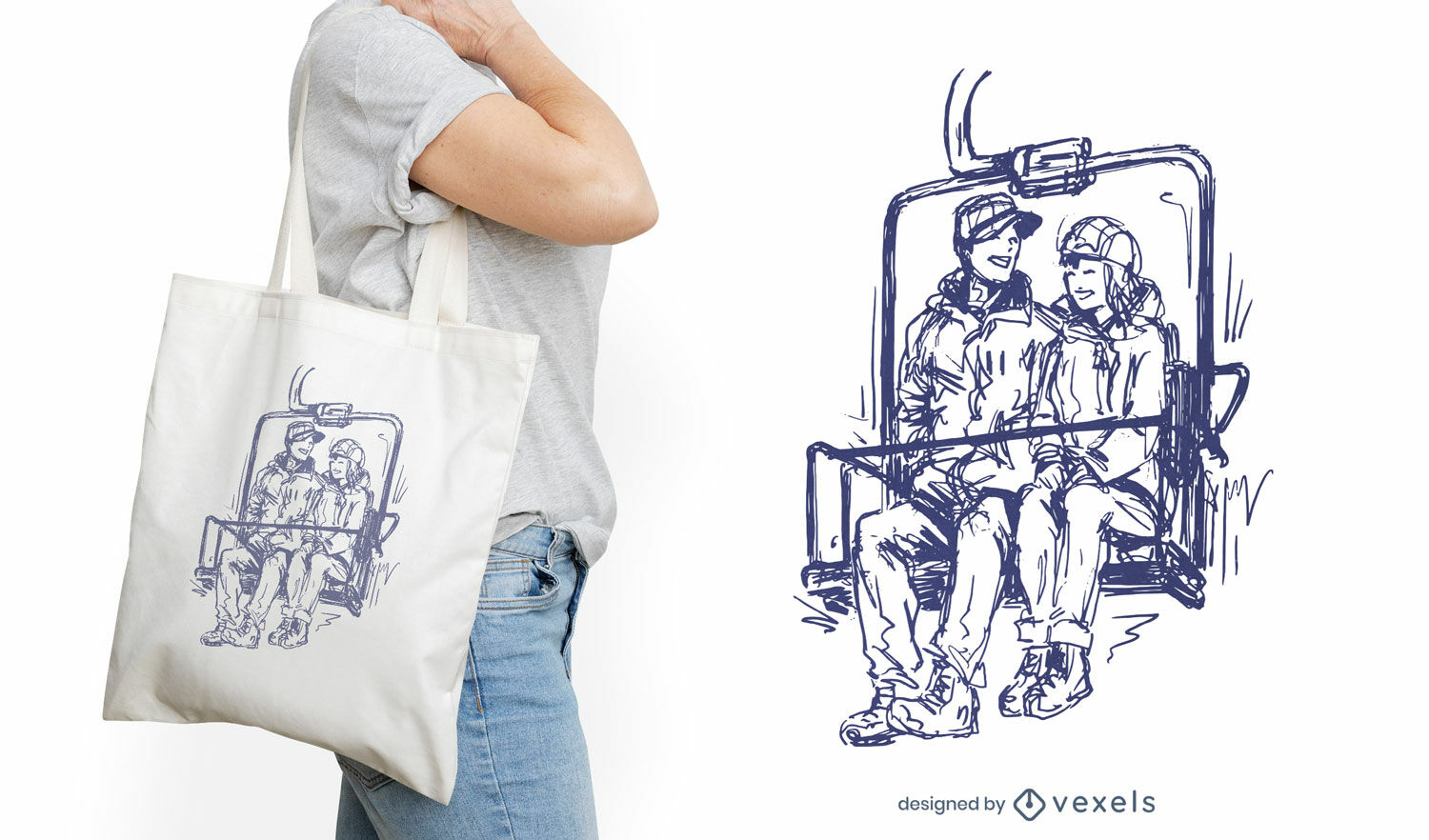 Chairlift adventure tote bag design