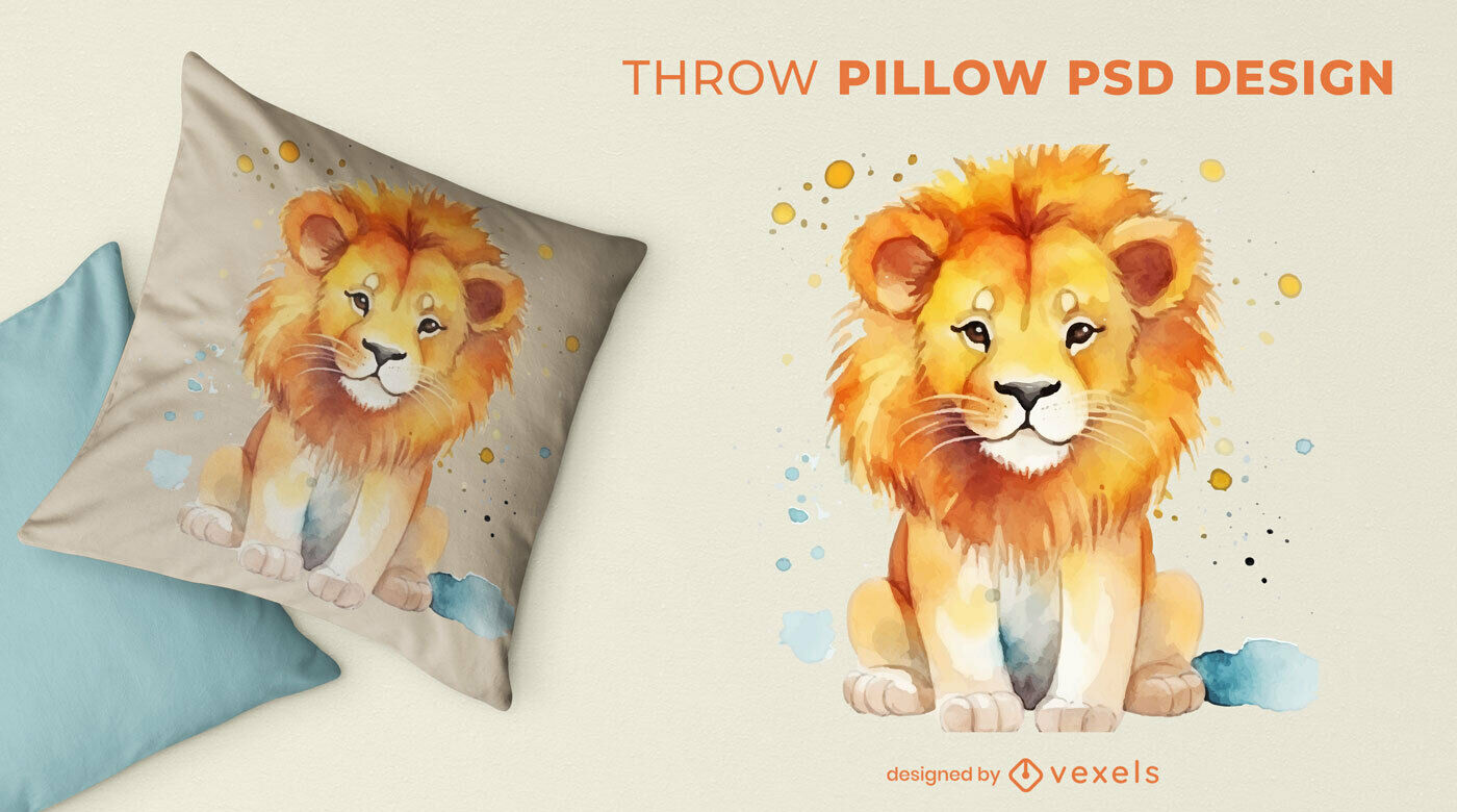 Lion throw pillow psd design