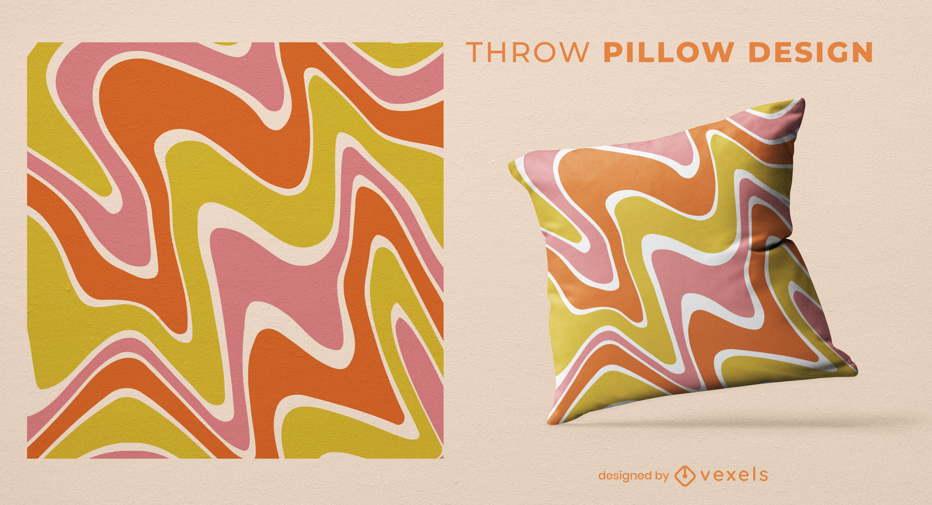 Retro abstract throw pillow design