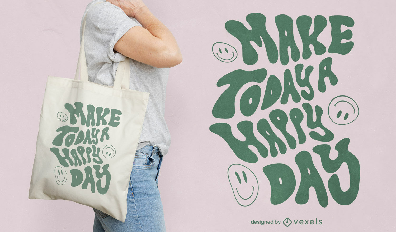 Positive groovy quote tote bag design