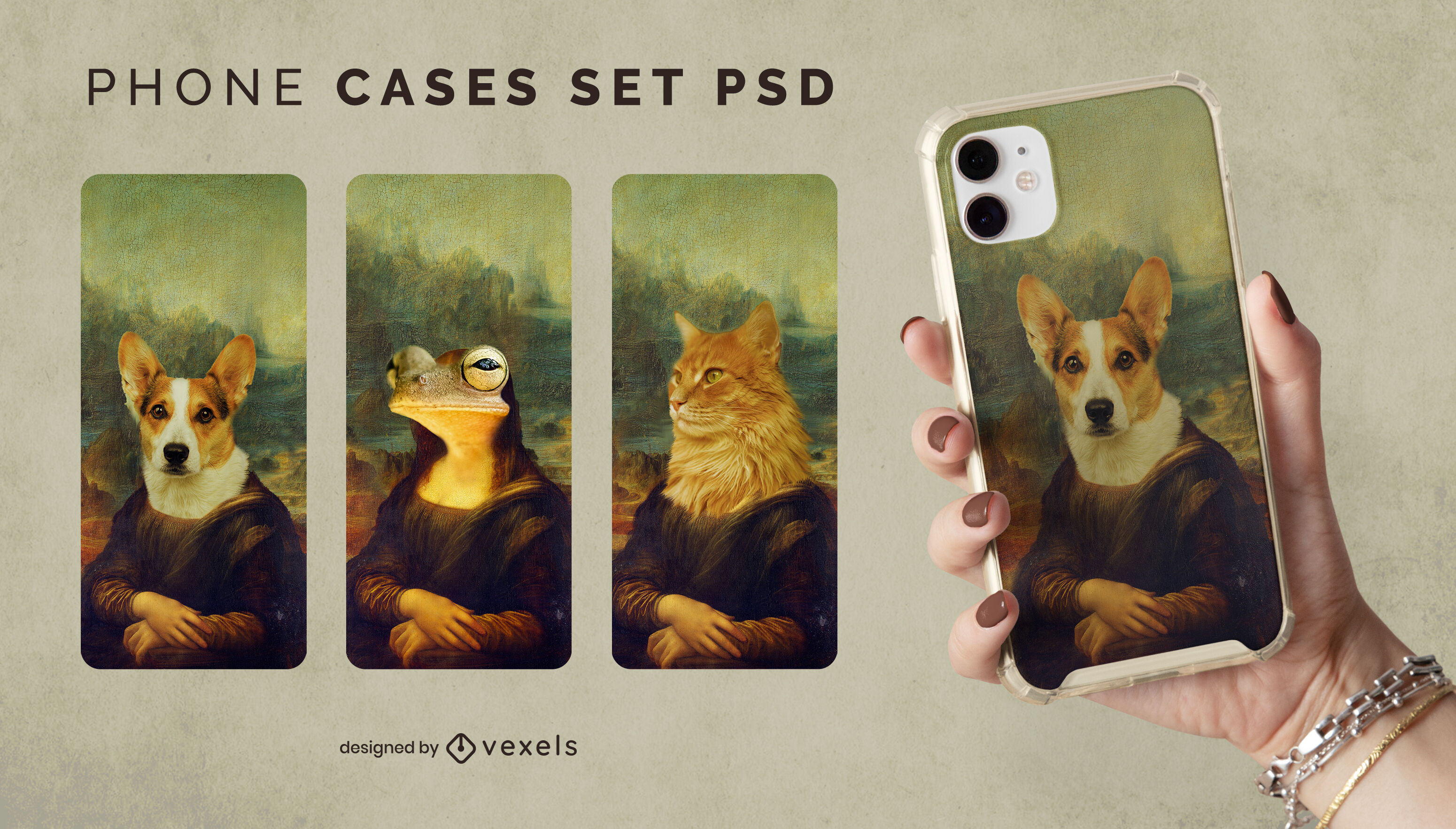Mona Lisa animals phone case set