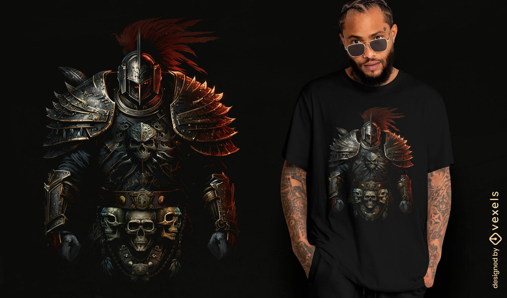 Samurai warrior armor t-shirt design